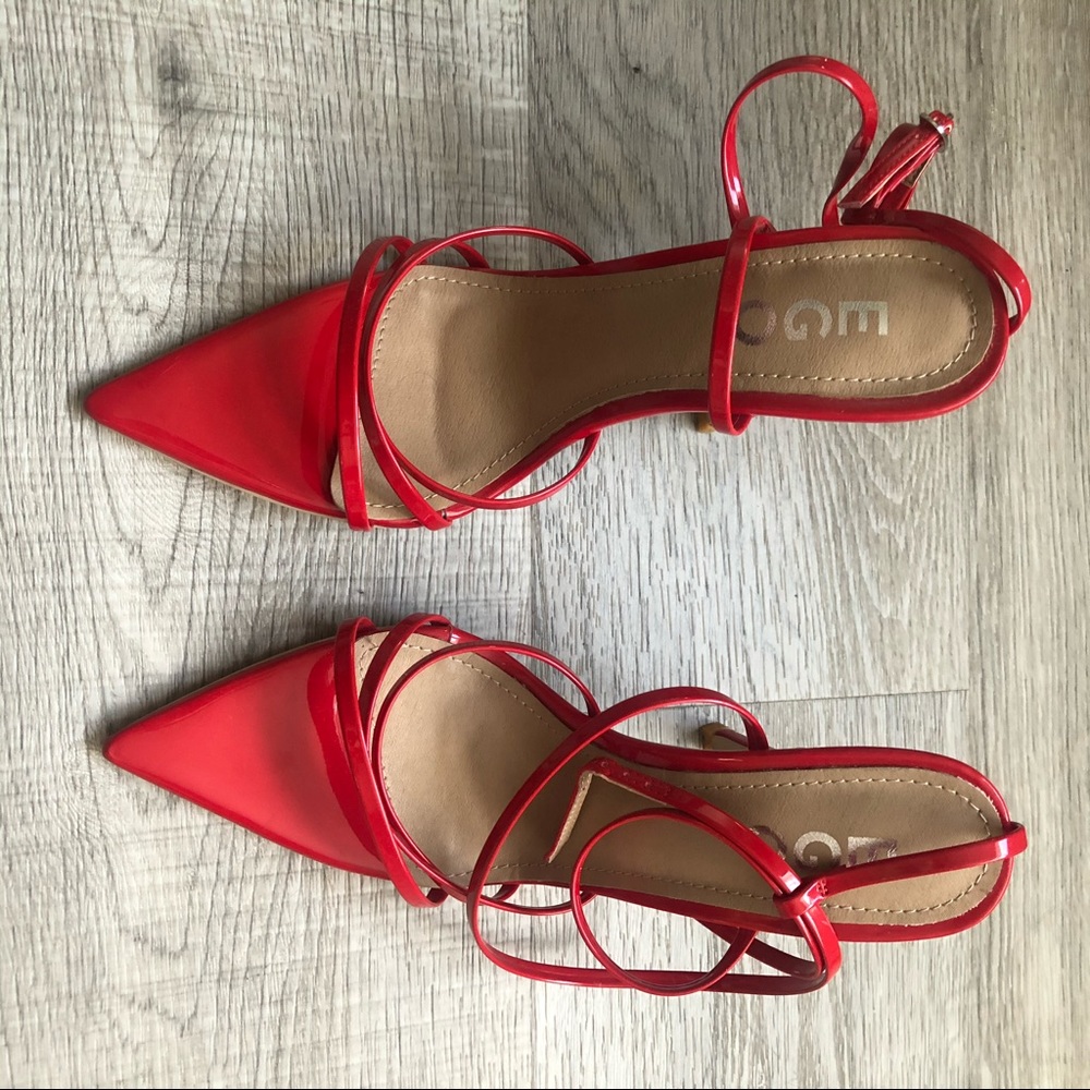 EGO Kaia Pointed Barely There Heels - Red